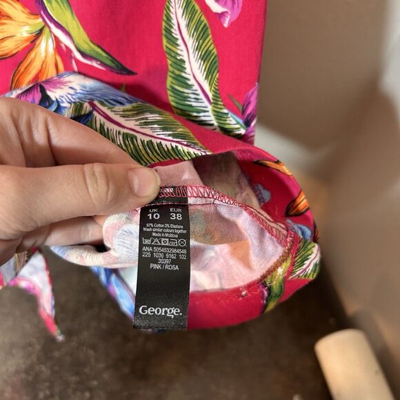 George Dress European Designer Hawaiian Tropical Vacation Mod Mini Preppy US 8 - Picture 5 of 9